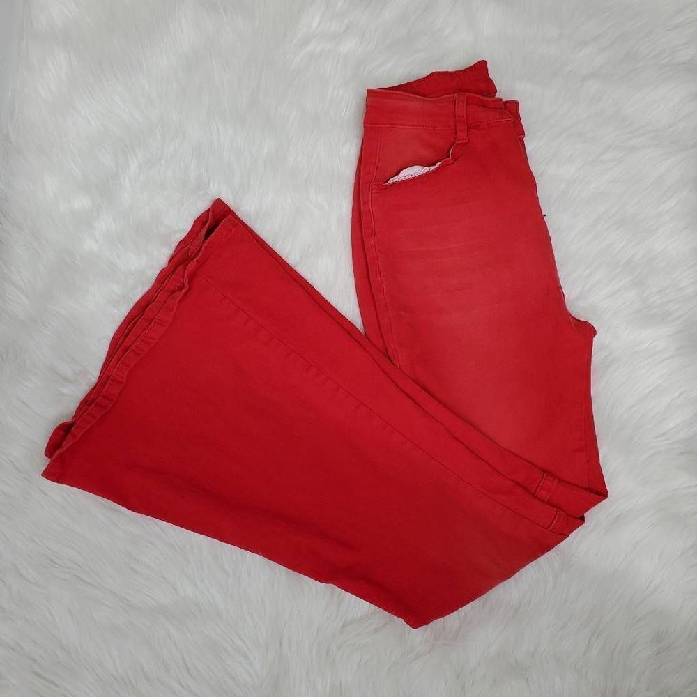 Womans wide leg red jeans size M